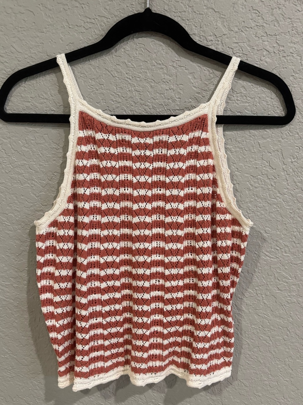 American Eagke Striped Knit Tank Top - White & Rust
